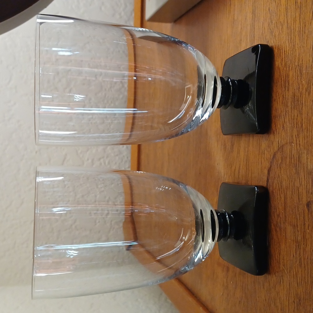 Art Deco Black Footed Wine Glasses